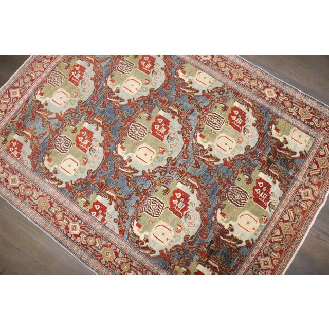 Persian Senneh Gol Farang Rug no. j5208 For Sale - Image 4 of 7