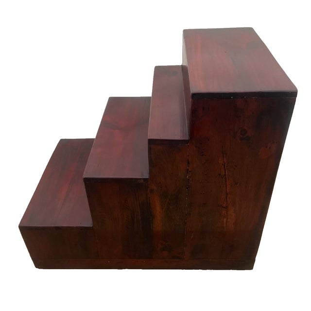 Wood Vintage Japanese Kaidan Tansu Step Chest Swing Door Cabinet Three Drawers 1950's For Sale - Image 7 of 11