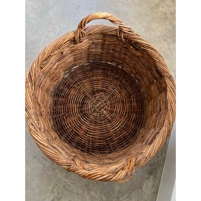 Mid 20th Century French Farmhouse Woven Grapevine Gathering Basket For Sale - Image 11 of 12