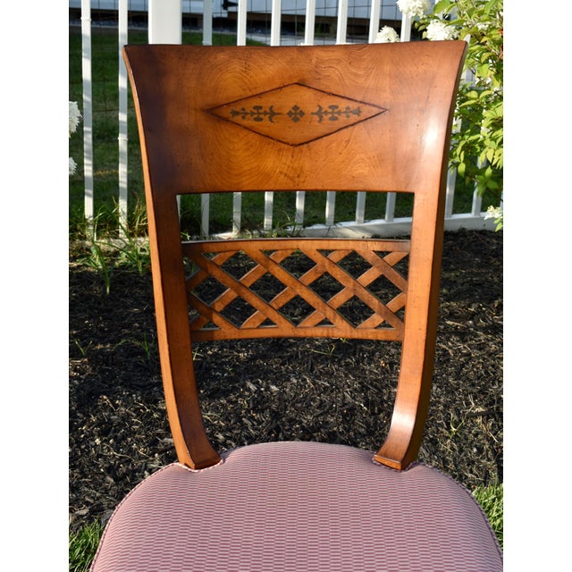 Vintage Brass Inlay Chairs Vintage Italian Regency Style Dining Chairs Set of 8 For Sale - Image 15 of 18