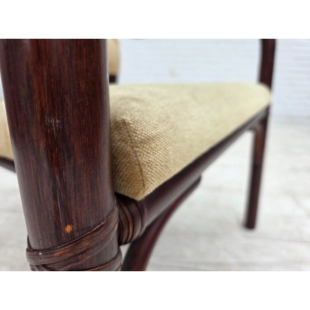 Green Scandinavian Armchairs with Furniture Velour and Bamboo, 1980s, Set of 2 For Sale - Image 8 of 18