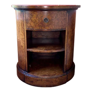 George III Style Burl Walnut Oval Single Drawer Accent Side Table