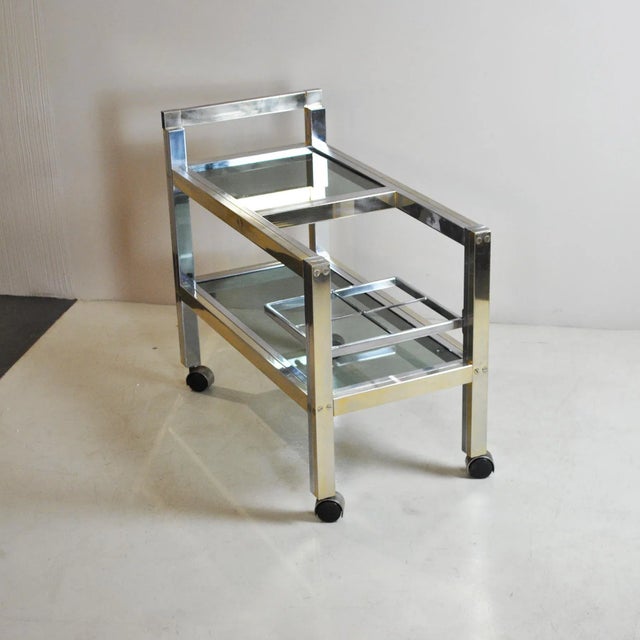 Brass and Steel, Smoked Glass Shelves Liqueurs Bottle Trolley, 1970s For Sale - Image 9 of 9