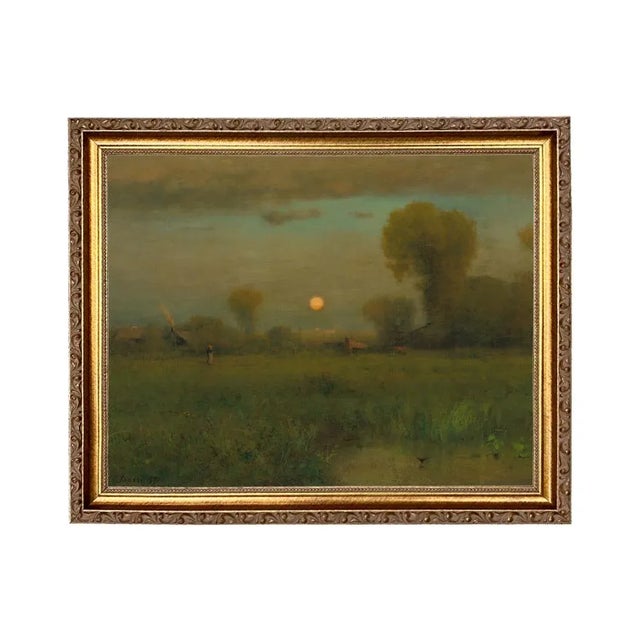 Not Yet Made - Made To Order "Harvest Moon" Country Landscape Reproduction Print on Canvas, Framed 16x13 For Sale - Image 5 of 5
