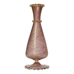 Murano Barovier Toso Vintage Amethyst Gold Flecks Italian Art Deco Glass Footed Flower Vase