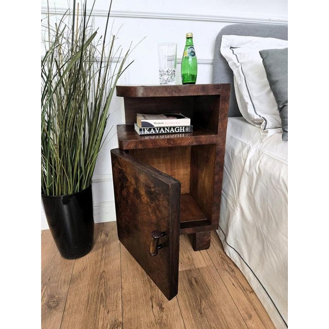 Italian Art Deco Nightstands in Burl Wood, 1940s, Set of 2 For Sale - Image 4 of 10