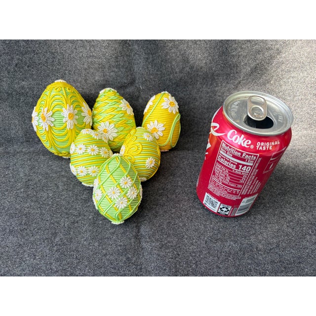 Vintage Handmade Collection of Trim Covered Easter Eggs Set of 6 For Sale - Image 11 of 15