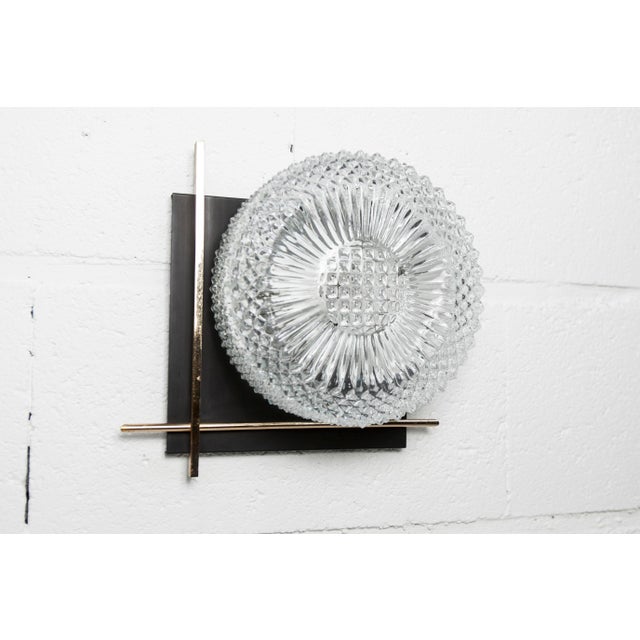 Wall Light in Black Metal, Glass and Golden Brass, 1960 For Sale - Image 3 of 15