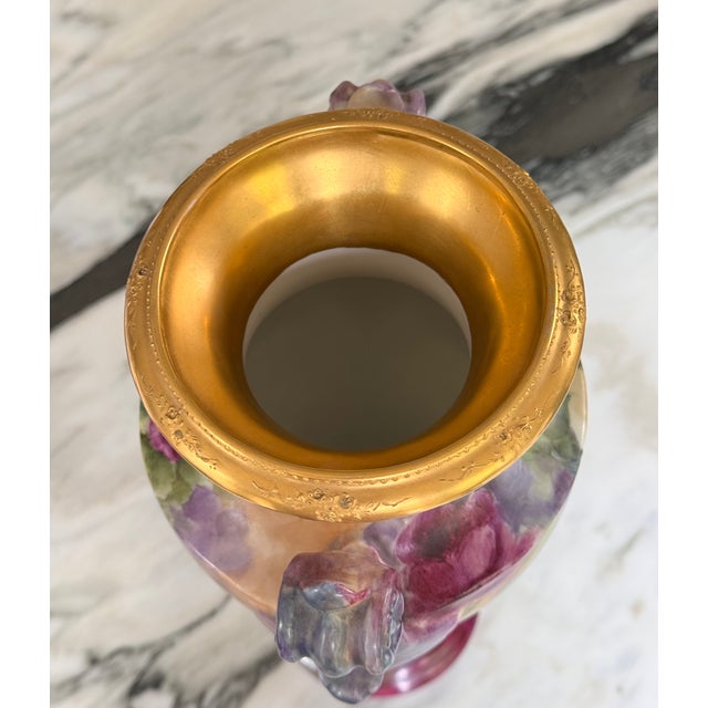Edwardian Era Limoge, France Jean Pouyat Large Scale Hand Painted Vase For Sale In Seattle - Image 6 of 17