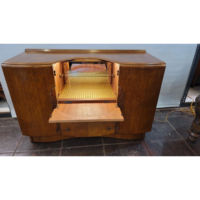 Wood Antique Art Deco Cocktail Cabinet Bar Beautility Company Europe Dry Bar For Sale - Image 7 of 13