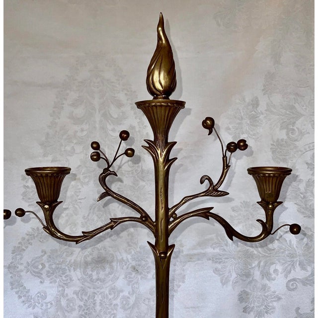 Chapman Manufacturing Company 1990s Chapman Regency Antique Brass & Marble Candelabras - a Pair For Sale - Image 4 of 11