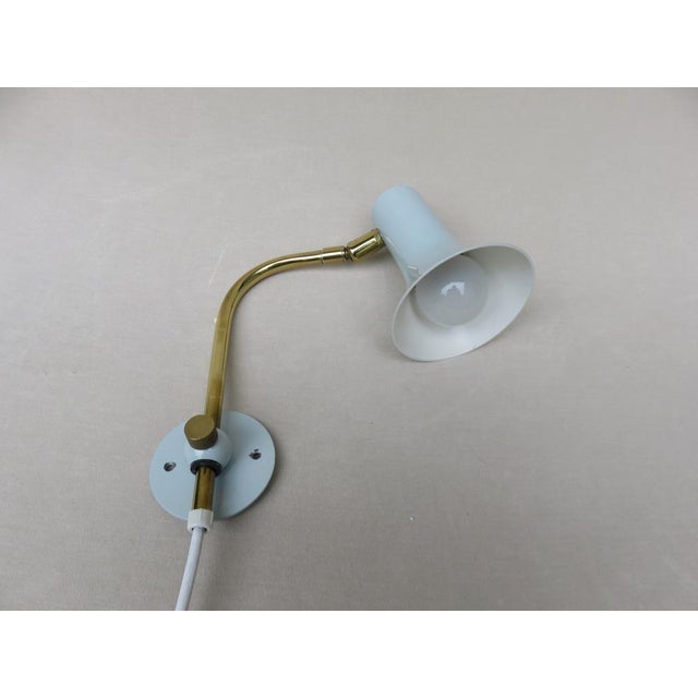 Brass & Light Blue Wall Lights, 1950s, Set of 2 For Sale - Image 10 of 18