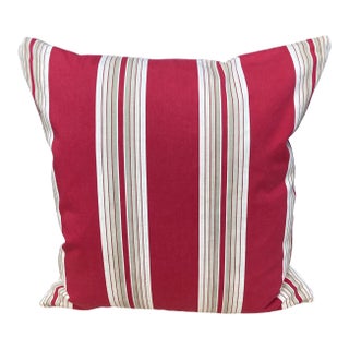 French Ticking Stripe Red & White Pillow For Sale