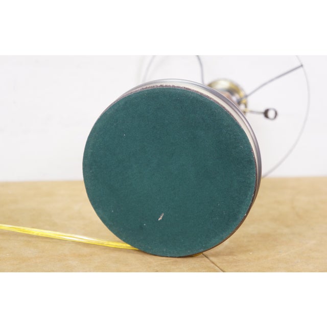 Vintage Pee Gee Milk Glass Shade Brass Wood Sinumbra Faux Oil Table Lamp 26" For Sale - Image 4 of 15