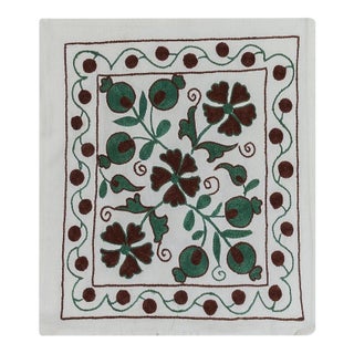 Uzbek Silk Embroidery Lace Pillow Cover, Handmade Suzani Textile Pillow. 17"x19" For Sale