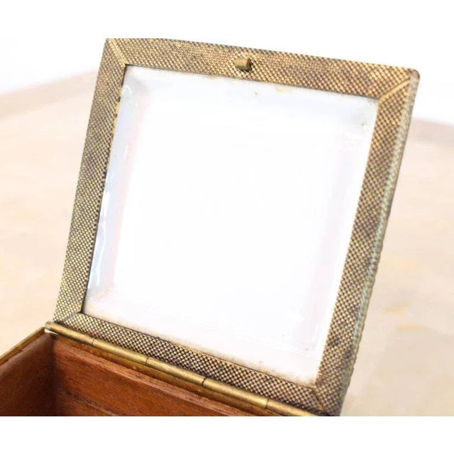 1940s Vintage Painted Enamel Porcelain Cigarette Dispenser Box For Sale - Image 9 of 13