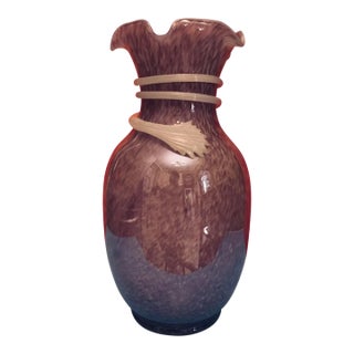 Art Glass Purple Vase White Glass Swirl For Sale