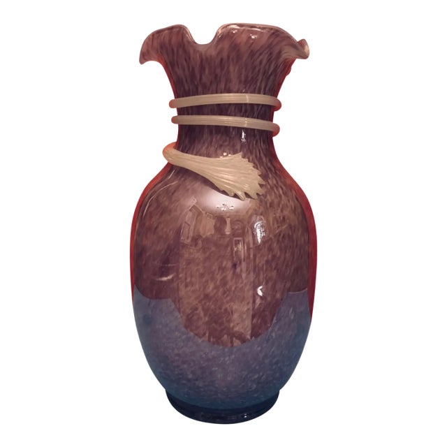 Art Glass Purple Vase White Glass Swirl For Sale