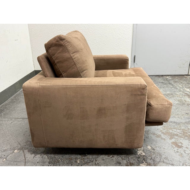 Dellarobbia Early 21st Century DellaRobbia Light Brown Ultrasuede Lounge Chair For Sale - Image 4 of 12