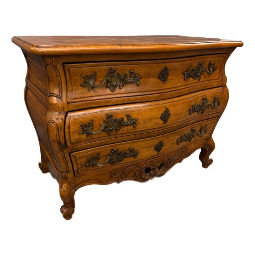 Early 20th Century French Louis XV Style Bombé Cherry Commode, Bronze Hardware, Circa 1920 For Sale