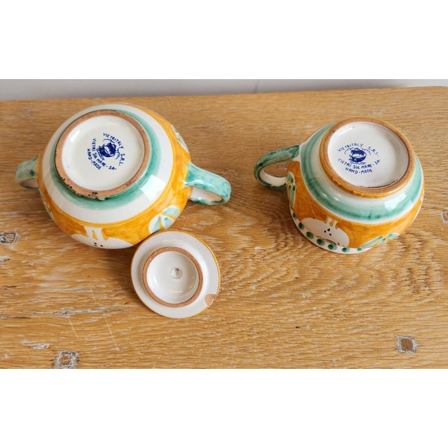 Ceramic Late 20th Century Solimene Vietri 'Decoro Campagna' Hand Painted Italian Coffee Set- 3 Pieces For Sale - Image 7 of 12