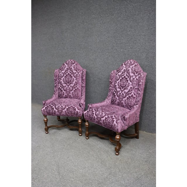Traditional Pair of William & Mary Style Wingback Chairs For Sale - Image 3 of 16
