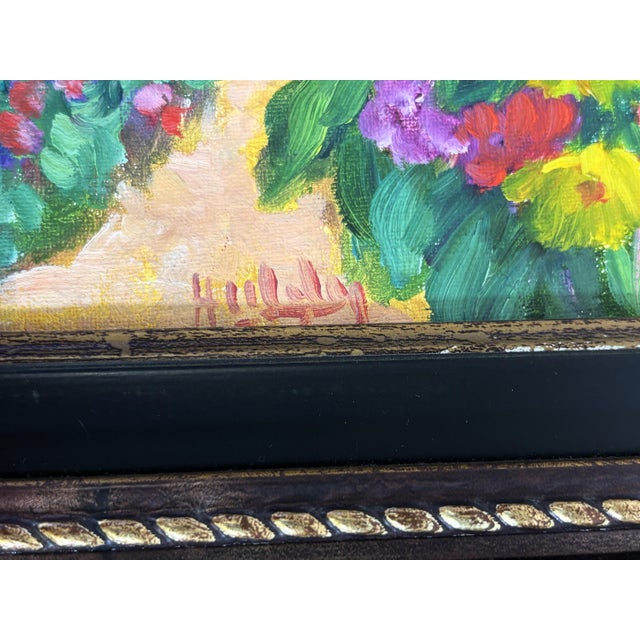 Original Signed Framed Acrylic Painting on Canvas Depicting a Flower Garden For Sale - Image 9 of 12