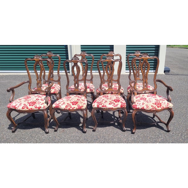 Exquisite Set of 8 Shell Carved 1940s French Dining Chairs For Sale - Image 4 of 17