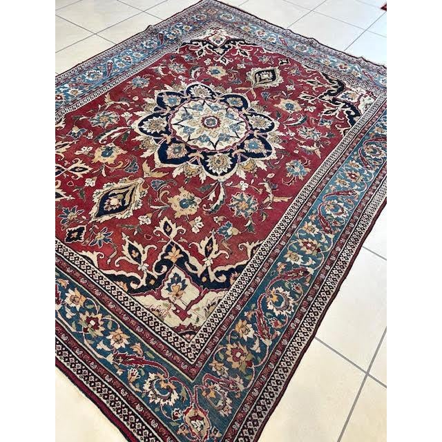 Wool pile genuine hand made antique North east Persian rug-