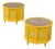 1970s Yellow and White Round Travertine Top Side Tables With Storage For Sale