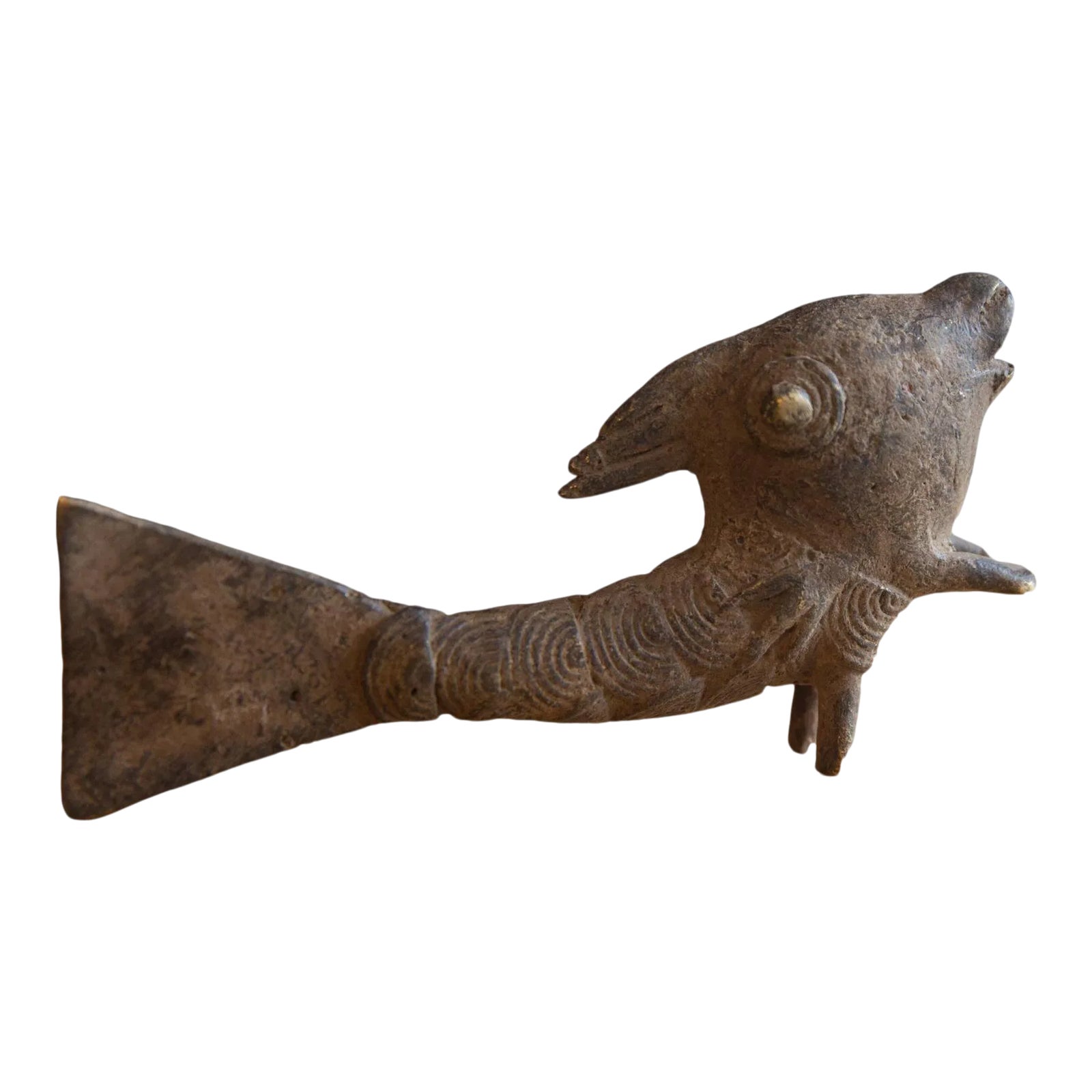 Vintage African Bronze Standing Fish | Chairish