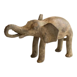 Vintage African Elephant Eating Sculpture
