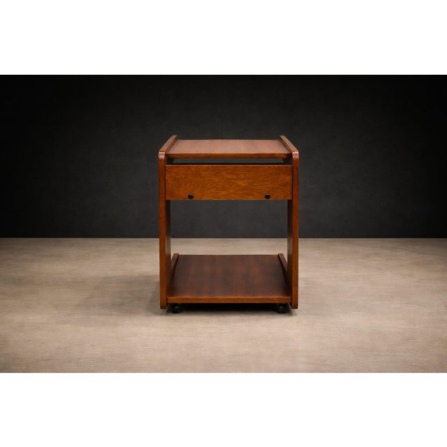 Geraldo De Barros for Hobjeto Bar Cart / Side Table in Brazilian Hardwood, Brazil, 1970s For Sale - Image 10 of 12