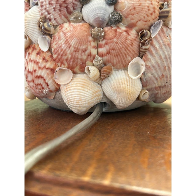 Textile Vintage Shell Encrusted Boho Chic Grotto Petite Lamp With Shade For Sale - Image 7 of 11