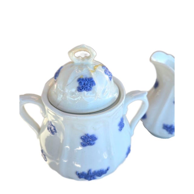 1930s Antique Adderley England “Chelsea Blue” 75-Piece Bone China Set, 1930s • Raised For Sale - Image 5 of 18