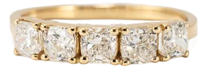 18k Yellow Gold 1.26ct Cushion Lab Grown Diamond Shared Prong Wedding Band Ring, Size 7.5