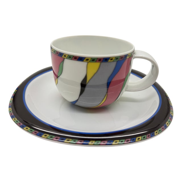 Suomi Coloring Coffee Cup with Saucer by Timo Sarpaneva for Rosenthal, 1990s, Set of 2 For Sale
