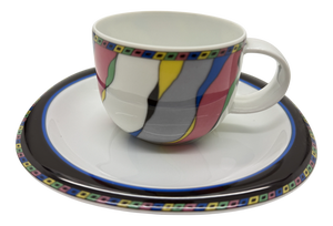 Suomi Coloring Coffee Cup with Saucer by Timo Sarpaneva for Rosenthal, 1990s, Set of 2