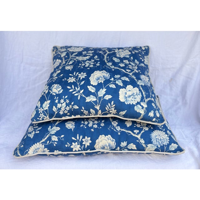 Ralph Lauren 1980's Blue Bird Floral Chinoiserie Decorative Pillows-Set of Two For Sale - Image 4 of 8