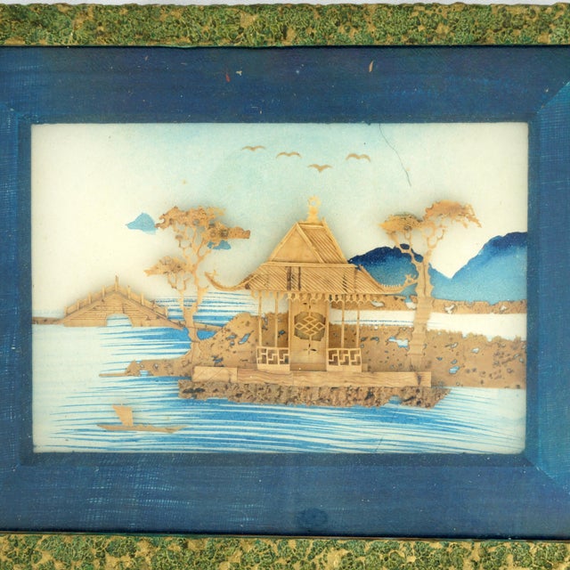 Chinese Antique Chinese Framed Cork Picture Shadowbox 1930s For Sale - Image 3 of 7