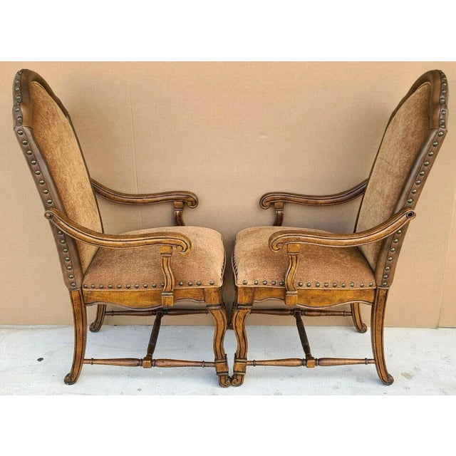 Late 20th Century Michael Amini Sedgewicke Captains Dining Armchairs - Set of 2 For Sale - Image 5 of 9