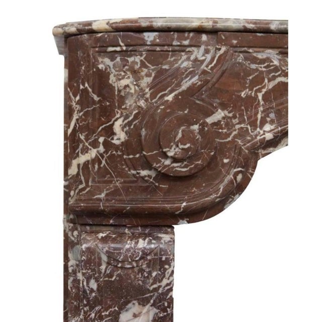 18th Century Louis XVI Hand-Carved Rouge Marble Fireplace Surround For Sale - Image 3 of 6