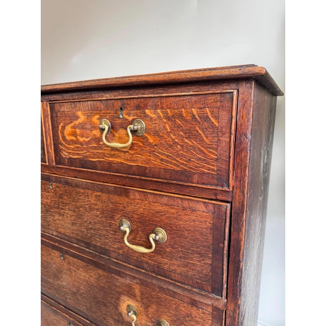 Georgian Chest of Drawers in Oak with Metal Handles For Sale - Image 11 of 18