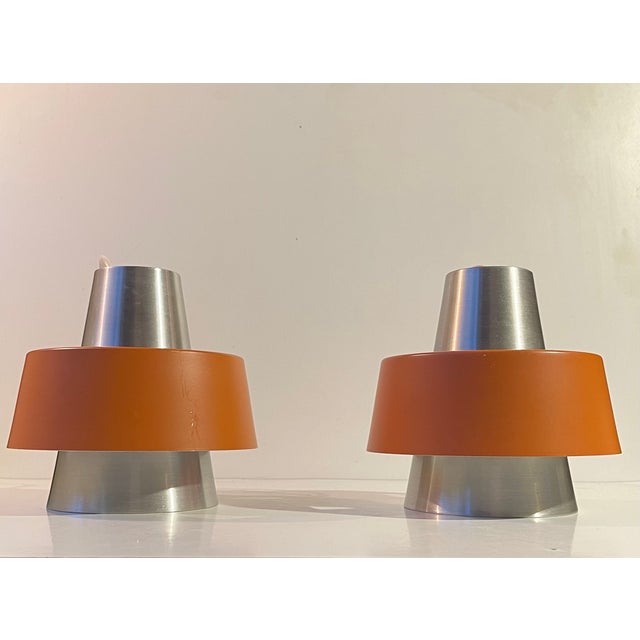 1960s Space Age Pendant Lights in Orange Aluminium by Nordisk Solar Company, 1960s, Set of 2 For Sale - Image 5 of 8