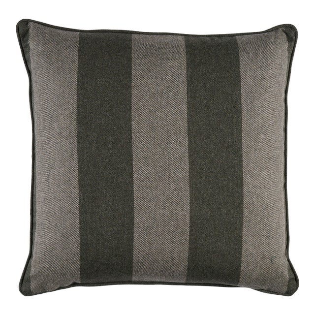 Schumacher Hemlock Stripe 18" Pillow In Sage For Sale
