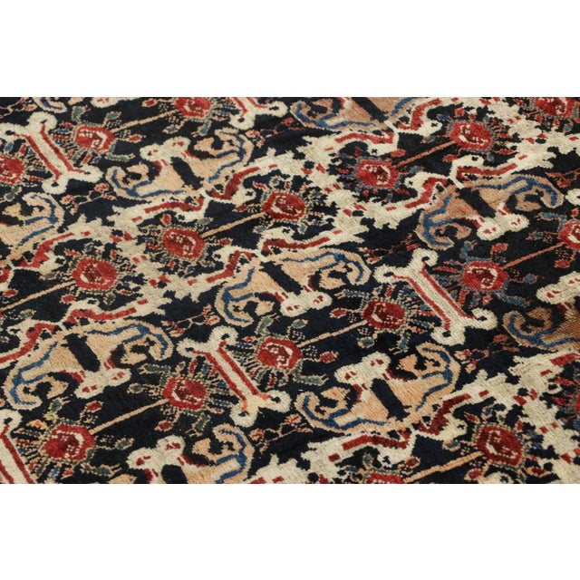 Late 18th Century Antique Persian Lori Rug With Geometric All-Over Medallions in Black and Red For Sale - Image 5 of 7