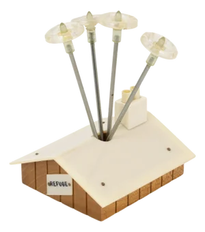 1950 Mid-Century Modern Lucite and Wood Chalet in the Alps Cocktail Picks - Set of 5