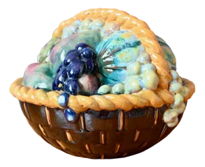 Large Multi-Colored Slip Fruit Bowl, 1920