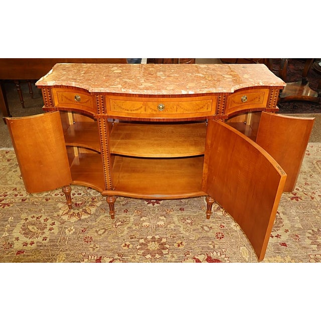 1990s David Michael Italian Made Inlaid Marble Top Adam Style Sideboard