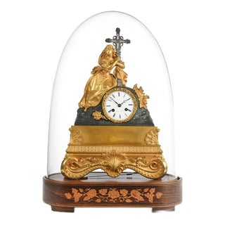 Antique Charles X St. Mary Magdalene Clock Clock under Glass For Sale